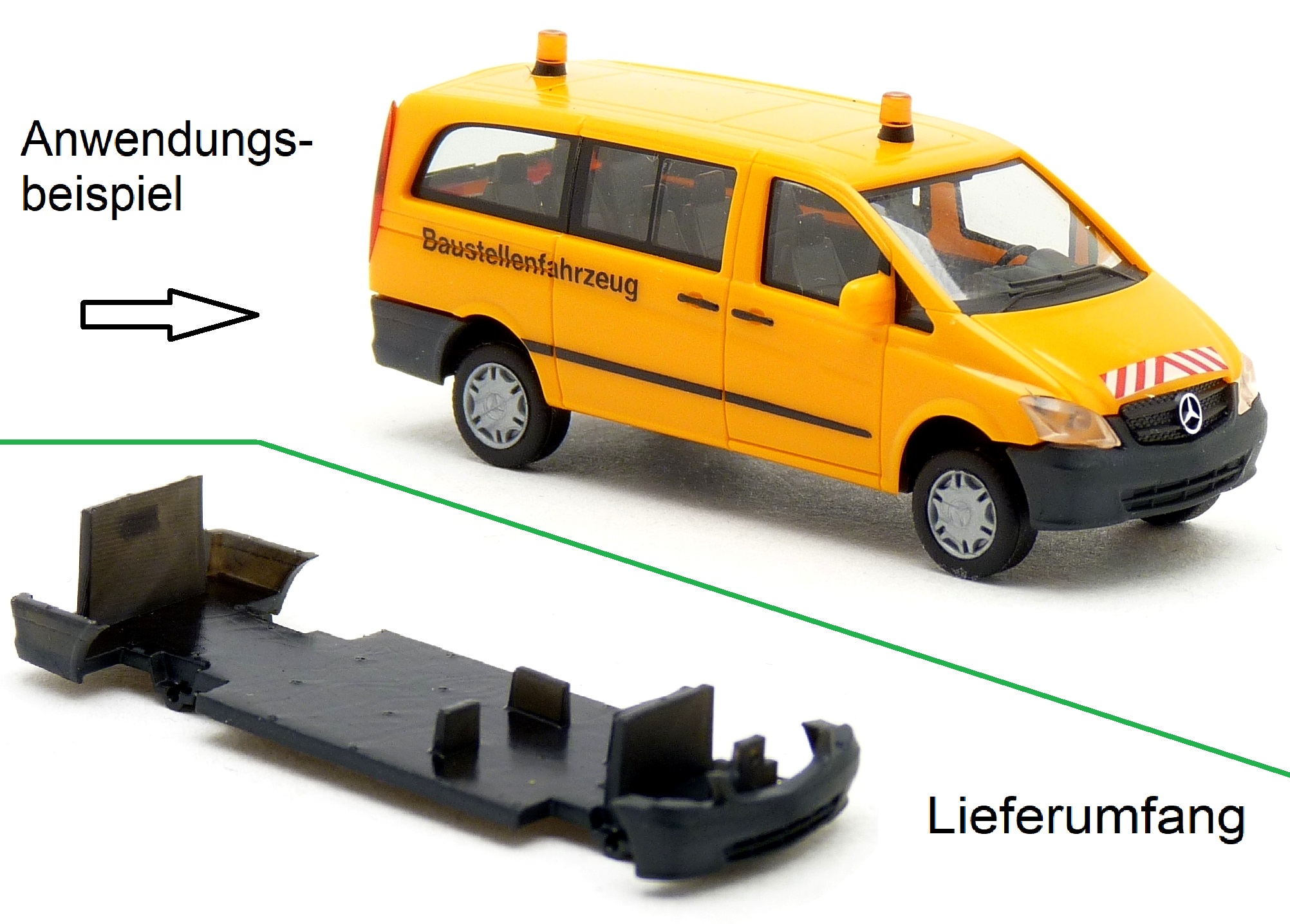 Bodenplatte mit Höherlegung passend für Herpa MB Vito W639 Facelift