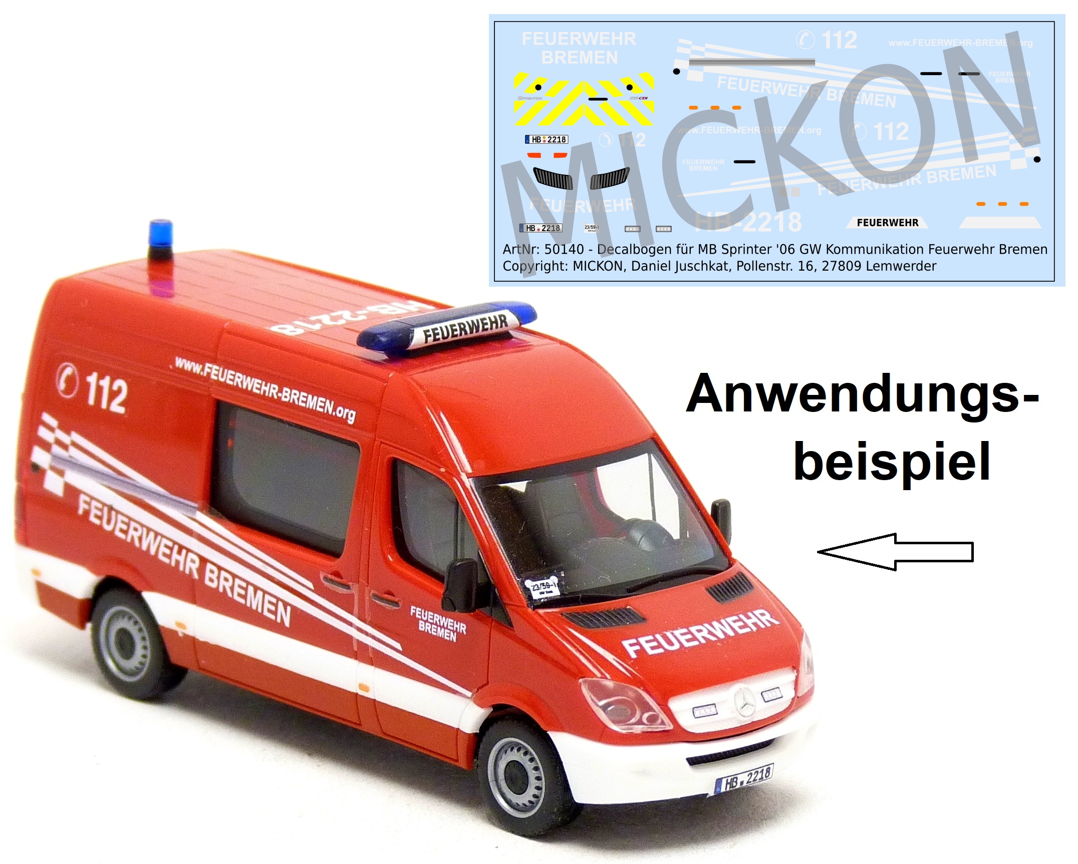 Decalbogen - MB Sprinter '06 GW Kommunikation Feuerwehr Bremen