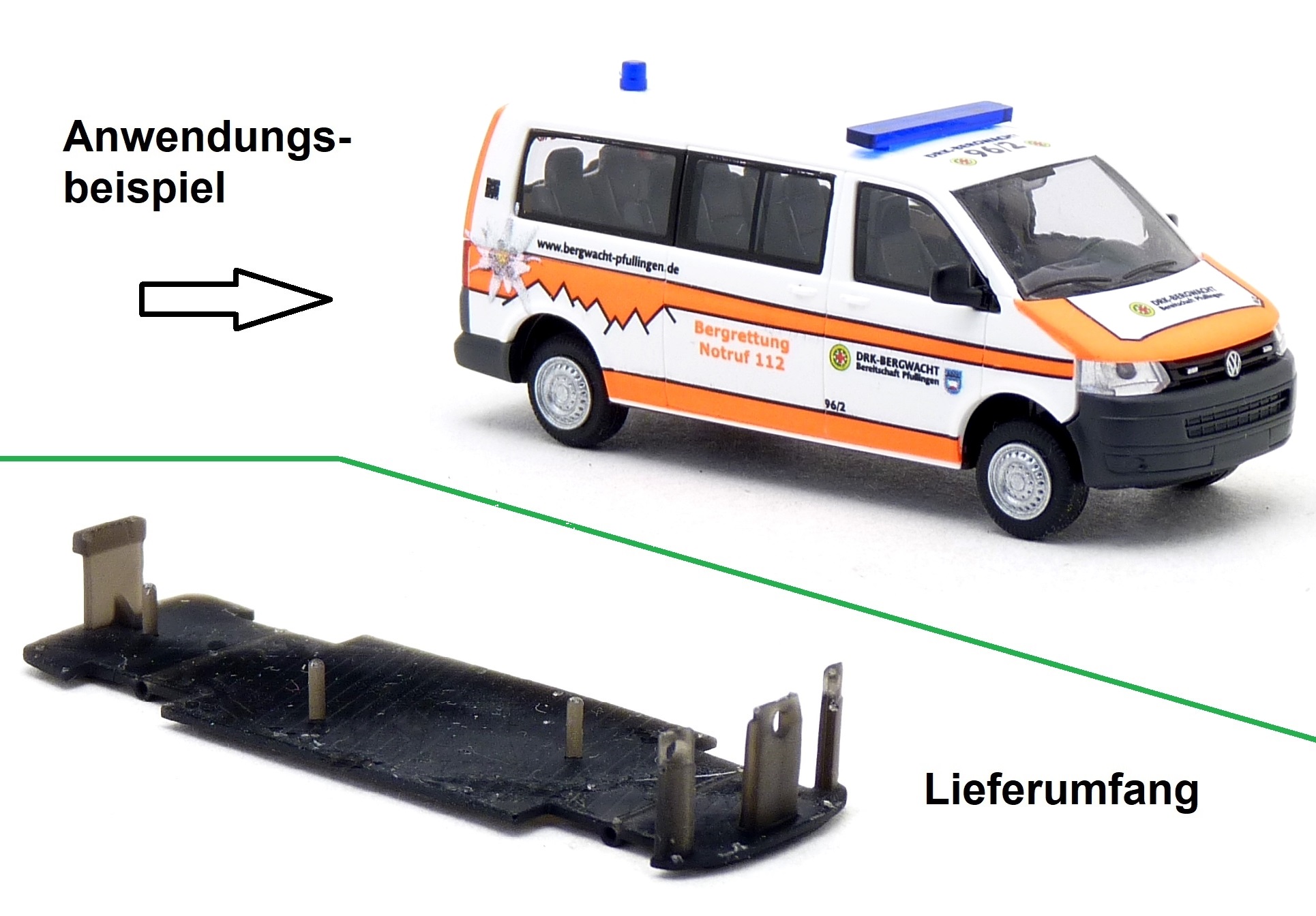 Bodenplatte mit Höherlegung passend fü Rietze VW T5 LR