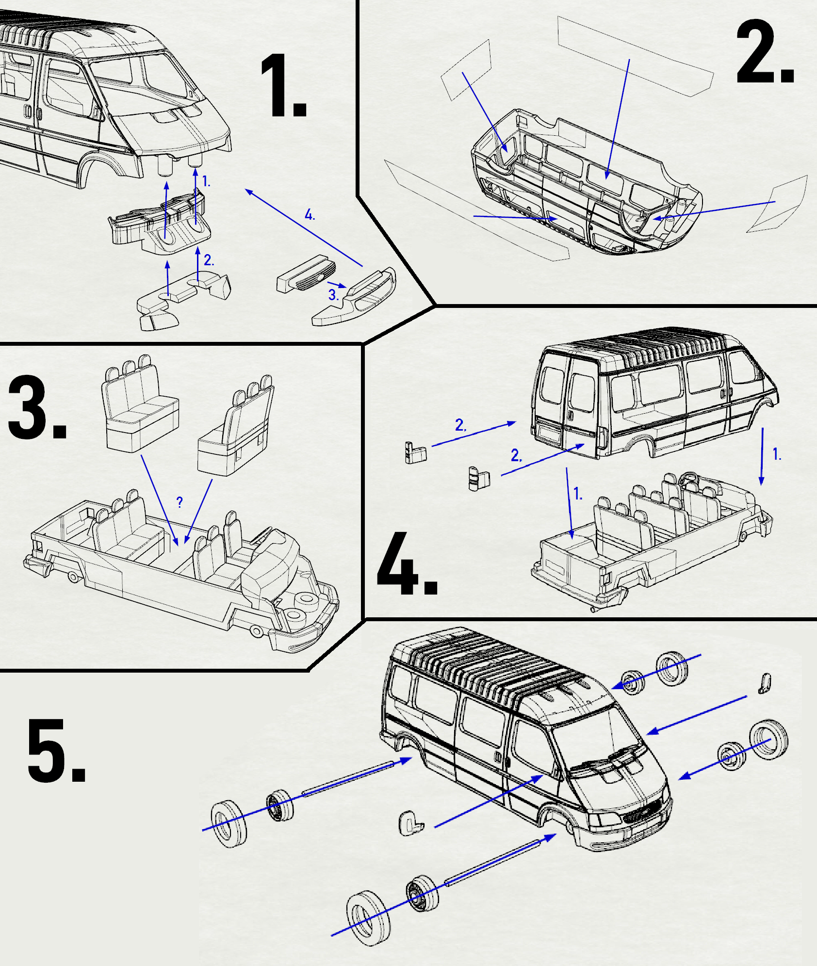 Ford Transit Mk5 LR Kasten mit Hecktüren - BAUSATZ