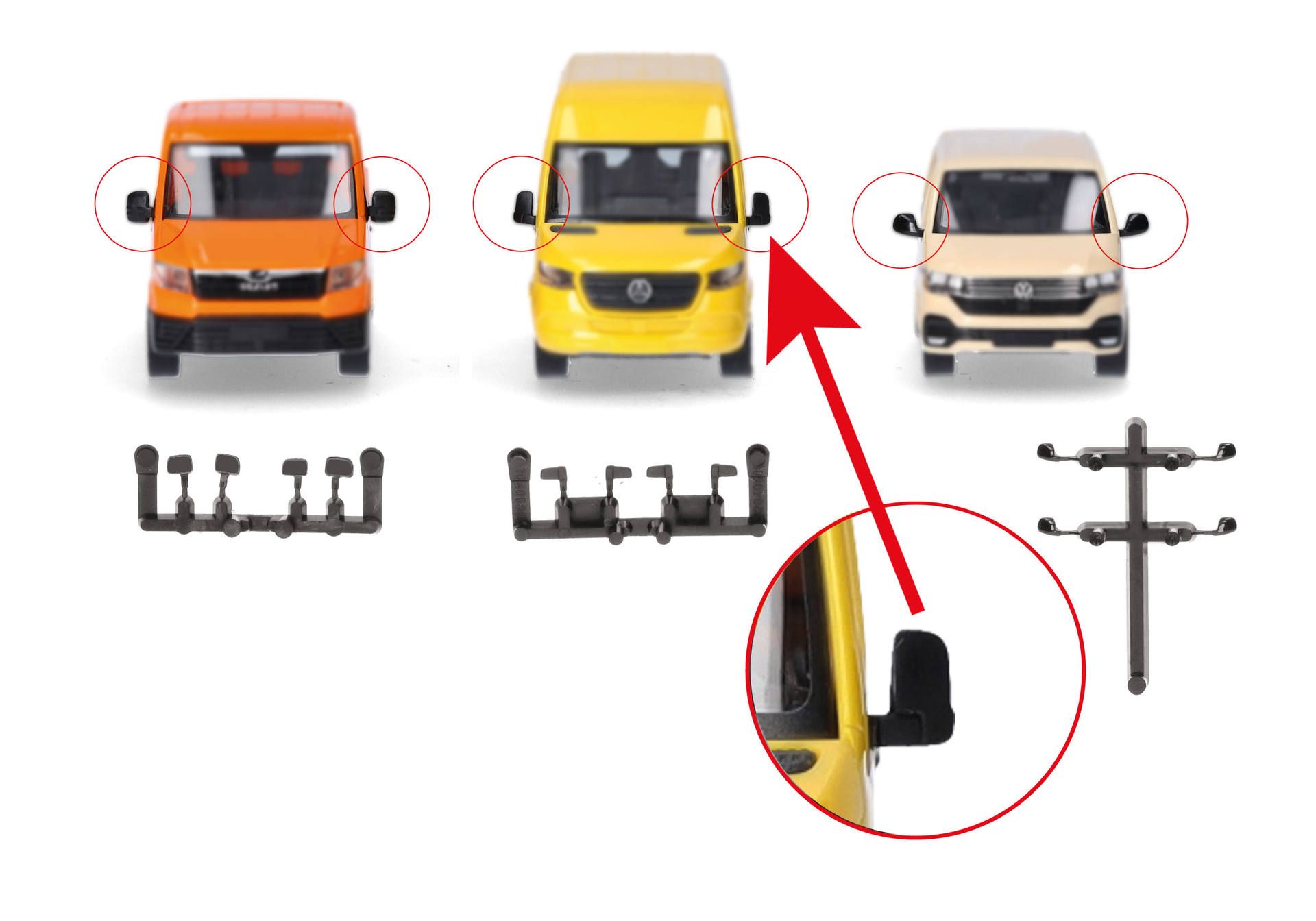 Herpa Spiegel für MB Sprinter, VW Crafter, MAN TGE, VW T6