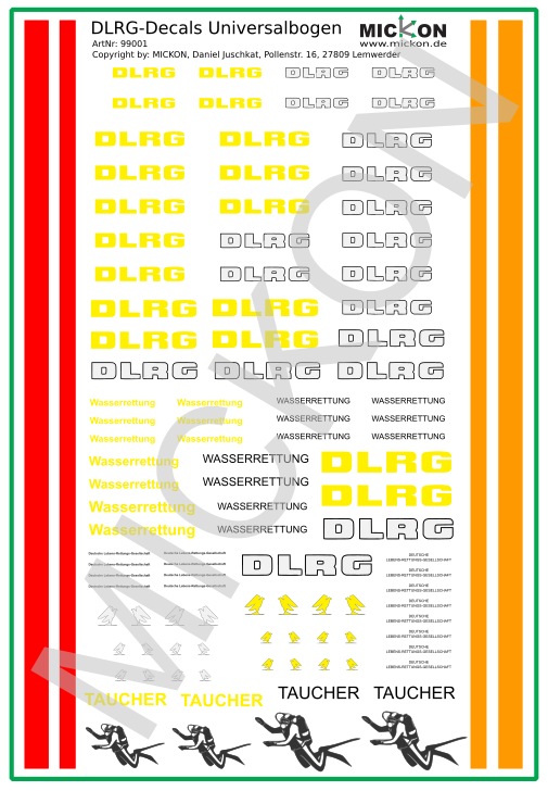 DLRG Decals - Universalbogen alt und neu
