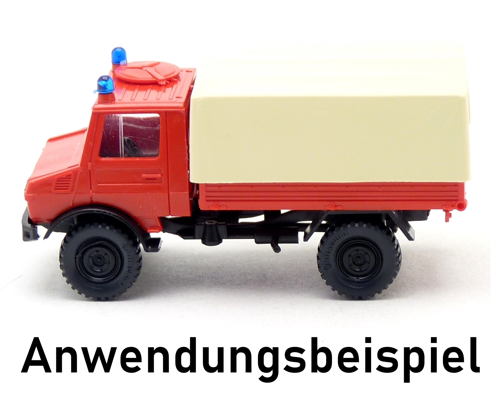 Roco Minikit - MB Unimog U1300 Pritsche Plane Feuerwehr rot