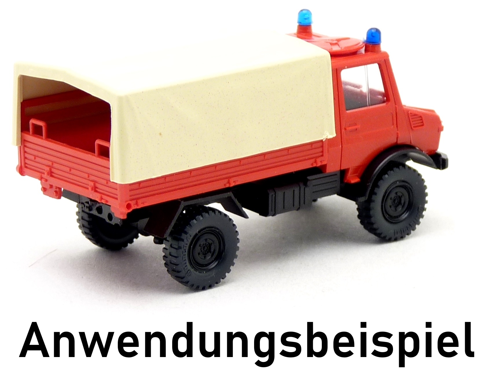 Roco Minikit - MB Unimog U1300 Pritsche Plane Feuerwehr rot