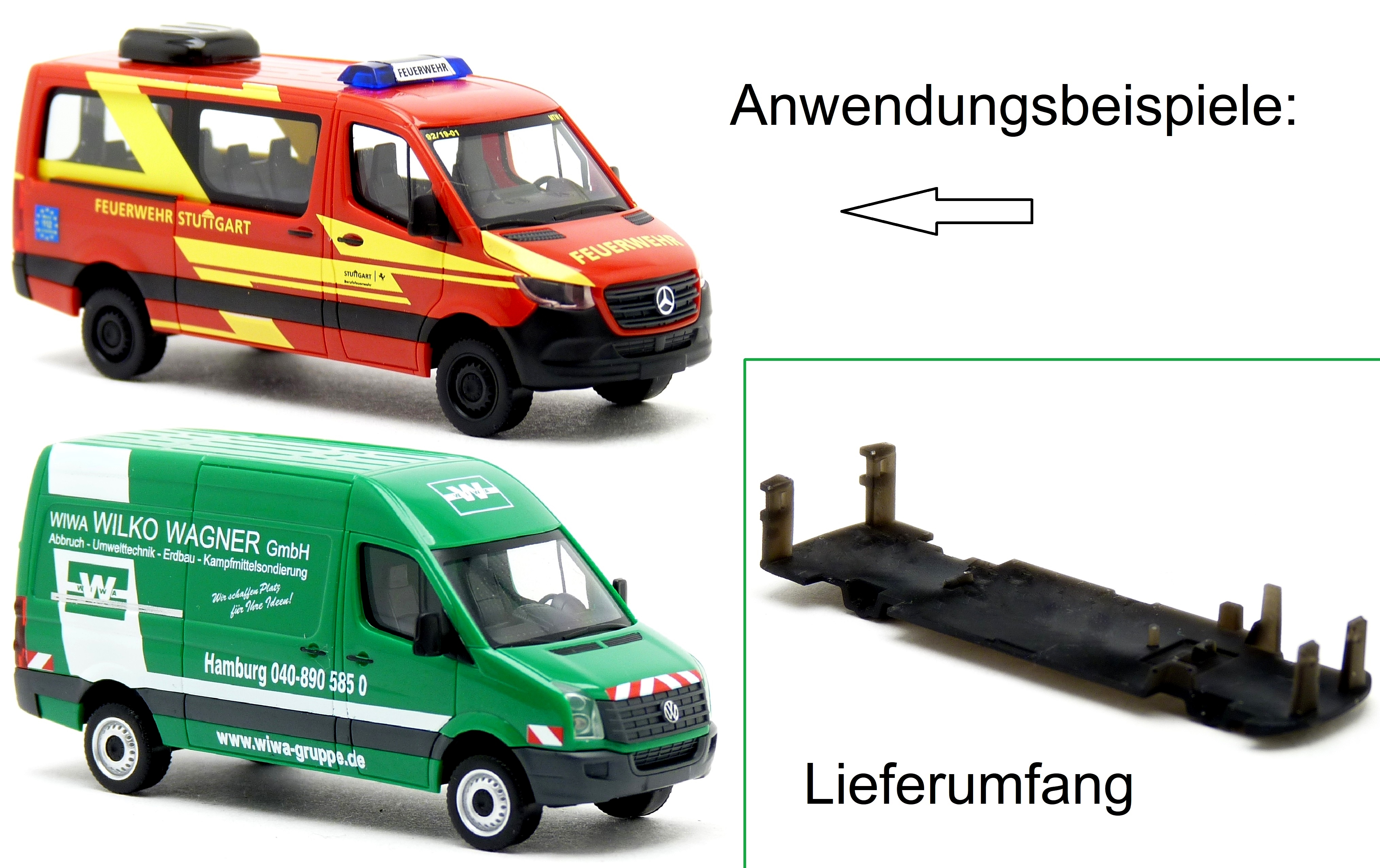 Bodenplatte mit Höherlegung passend für Herpa MB Sprinter 18 und Crafter