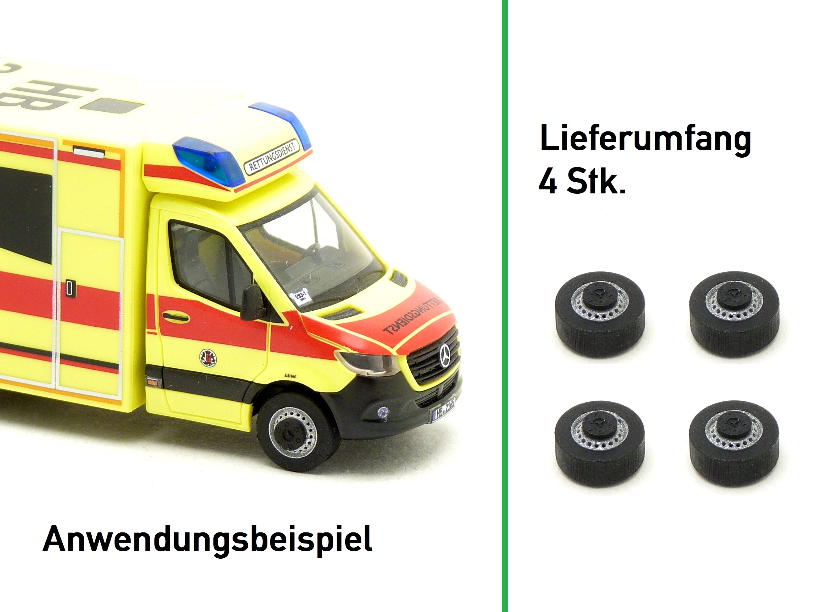 4 Stk. Schwerlastfelge passend für Herpa Sprinter '18