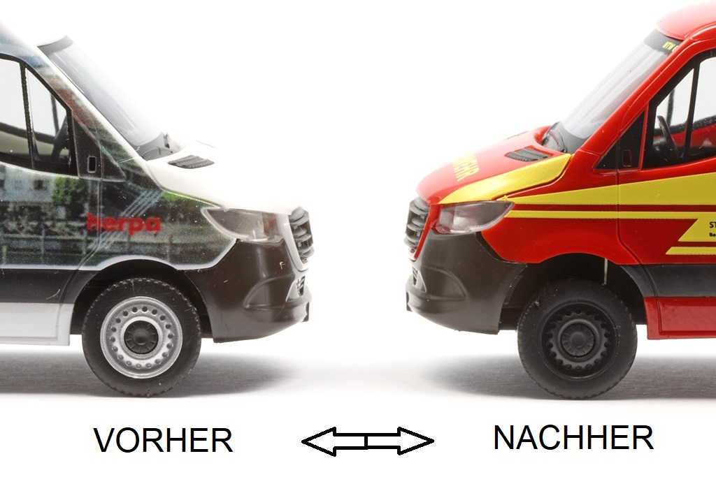 Bodenplatte mit Höherlegung passend für Herpa MB Sprinter 18 und Crafter