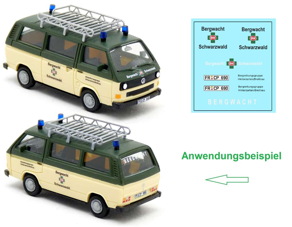 Decalbogen Vw T Bergwacht Schwarzwald Thw Dlrg Bergwacht Etc Decals Mickon