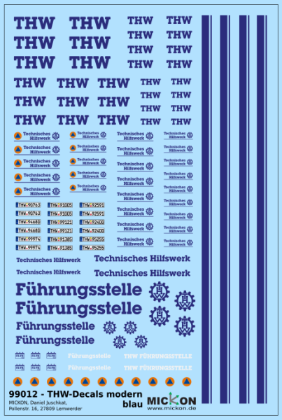 THW Decals modern blau - Universalbogen