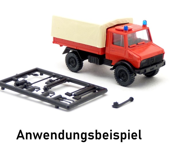 Roco Minikit - MB Unimog U1300 Pritsche Plane Feuerwehr rot